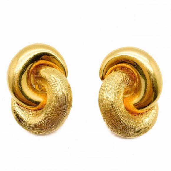 Vintage Christian Dior Gold Contemporary Earrings - Picture 1 of 6